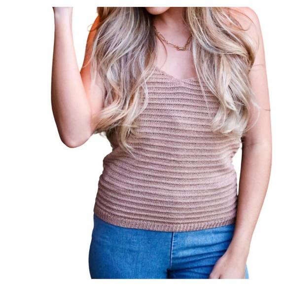 NEW BE COOL lainee ribbed tank in taupe - Picture 2 of 4